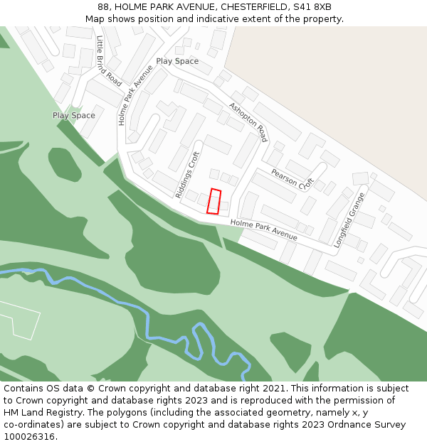 88, HOLME PARK AVENUE, CHESTERFIELD, S41 8XB: Location map and indicative extent of plot