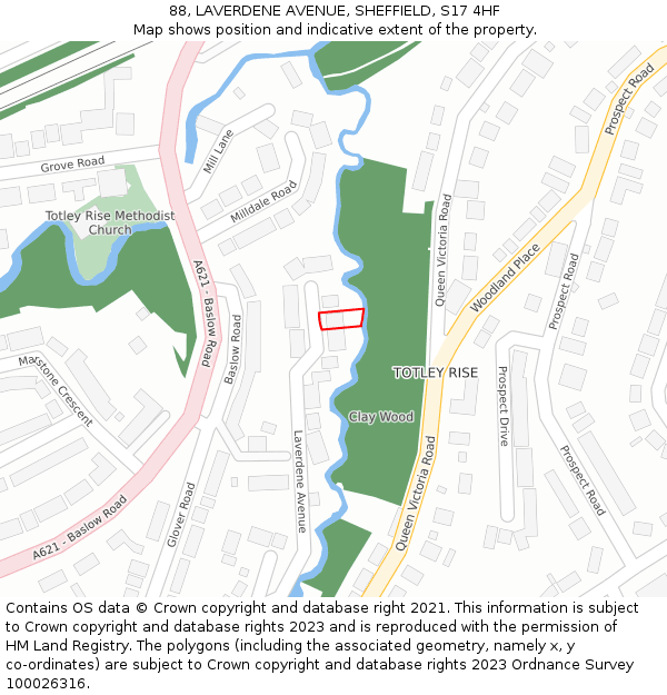 88, LAVERDENE AVENUE, SHEFFIELD, S17 4HF: Location map and indicative extent of plot