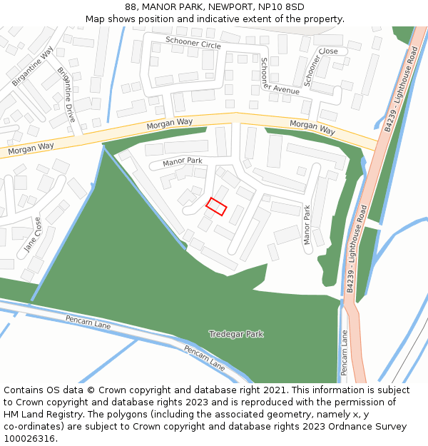 88, MANOR PARK, NEWPORT, NP10 8SD: Location map and indicative extent of plot