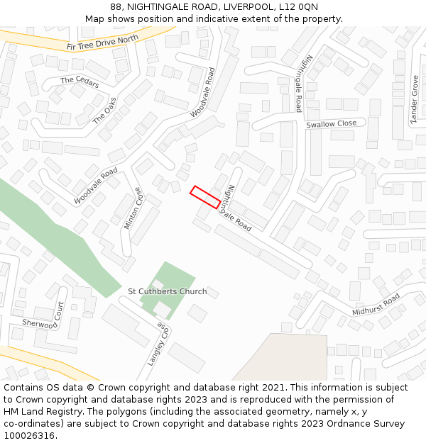 88, NIGHTINGALE ROAD, LIVERPOOL, L12 0QN: Location map and indicative extent of plot