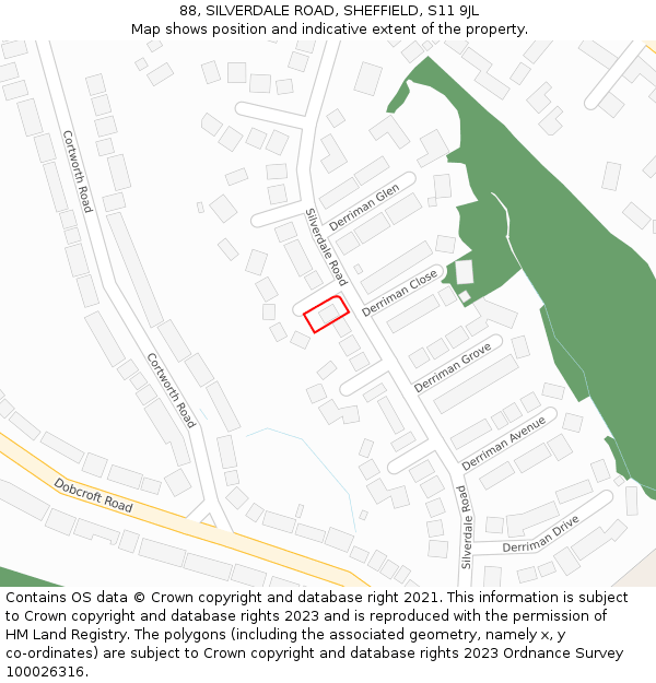 88, SILVERDALE ROAD, SHEFFIELD, S11 9JL: Location map and indicative extent of plot