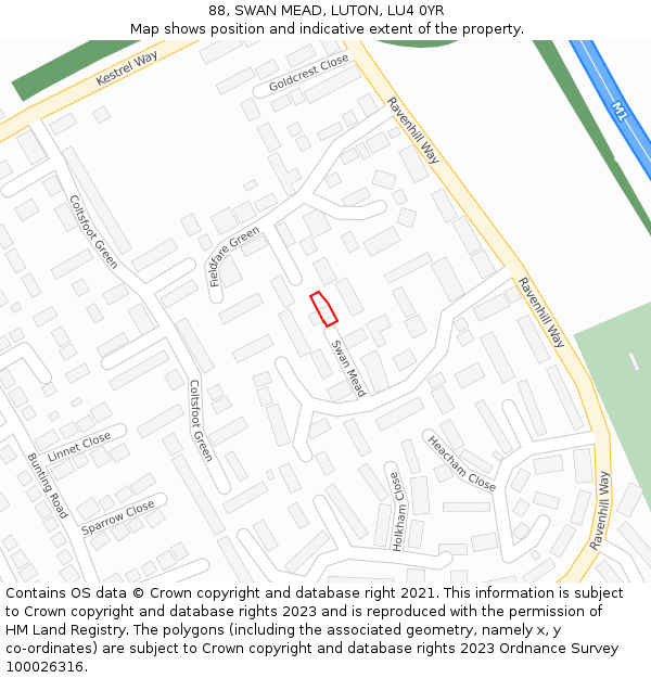 88, SWAN MEAD, LUTON, LU4 0YR: Location map and indicative extent of plot