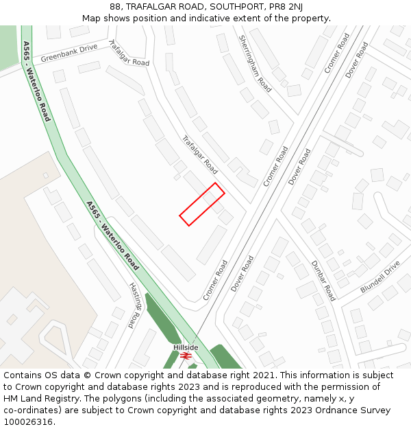 88, TRAFALGAR ROAD, SOUTHPORT, PR8 2NJ: Location map and indicative extent of plot