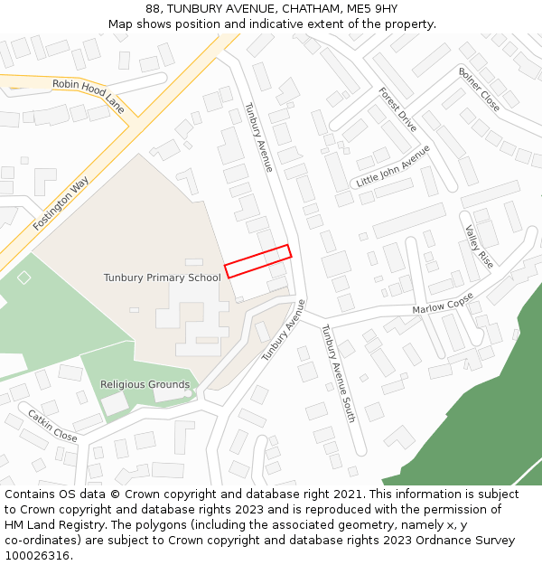 88, TUNBURY AVENUE, CHATHAM, ME5 9HY: Location map and indicative extent of plot