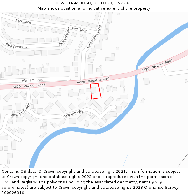 88, WELHAM ROAD, RETFORD, DN22 6UG: Location map and indicative extent of plot