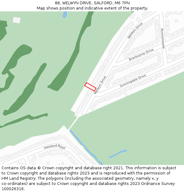 88, WELWYN DRIVE, SALFORD, M6 7PN: Location map and indicative extent of plot