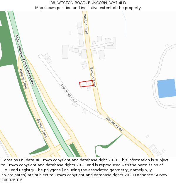 88, WESTON ROAD, RUNCORN, WA7 4LD: Location map and indicative extent of plot