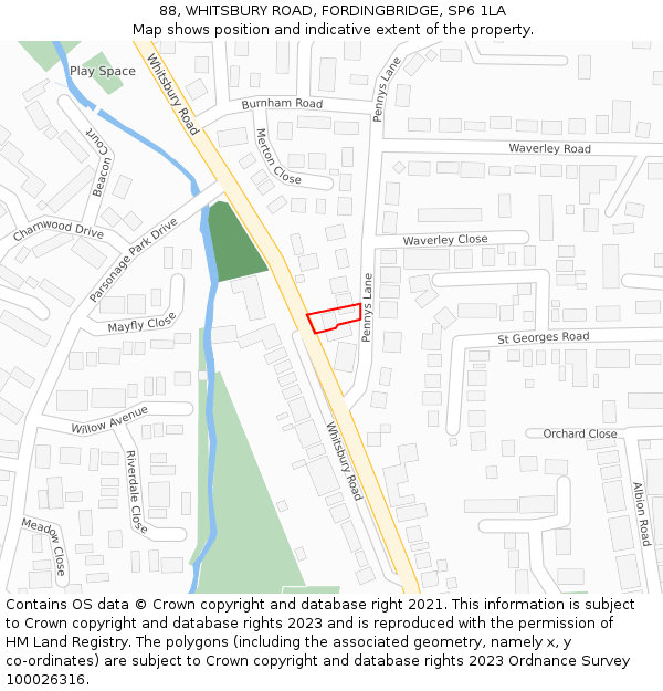88, WHITSBURY ROAD, FORDINGBRIDGE, SP6 1LA: Location map and indicative extent of plot