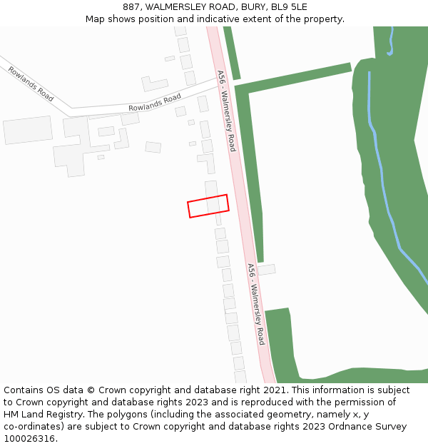 887, WALMERSLEY ROAD, BURY, BL9 5LE: Location map and indicative extent of plot