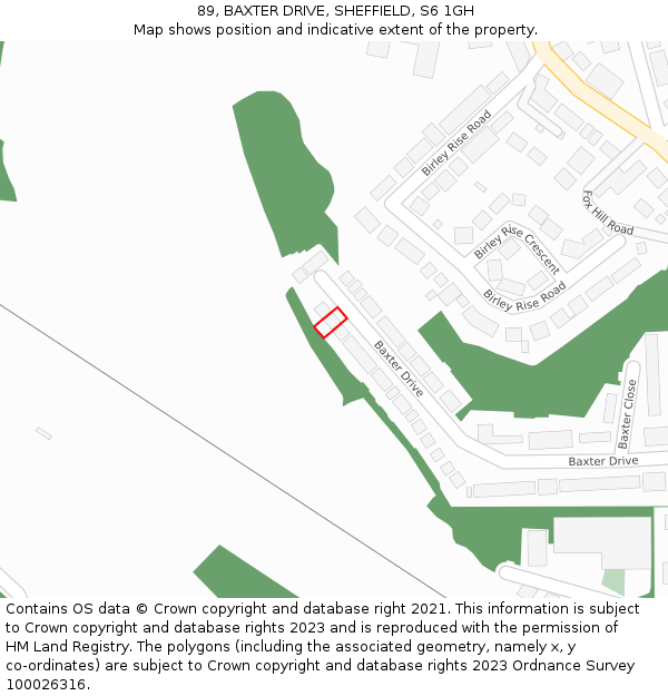 89, BAXTER DRIVE, SHEFFIELD, S6 1GH: Location map and indicative extent of plot