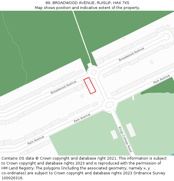 89, BROADWOOD AVENUE, RUISLIP, HA4 7XS: Location map and indicative extent of plot