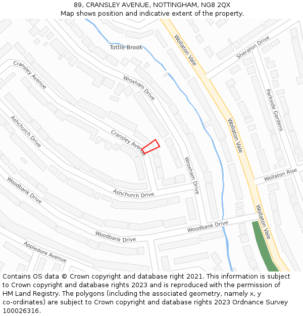 89, CRANSLEY AVENUE, NOTTINGHAM, NG8 2QX: Location map and indicative extent of plot