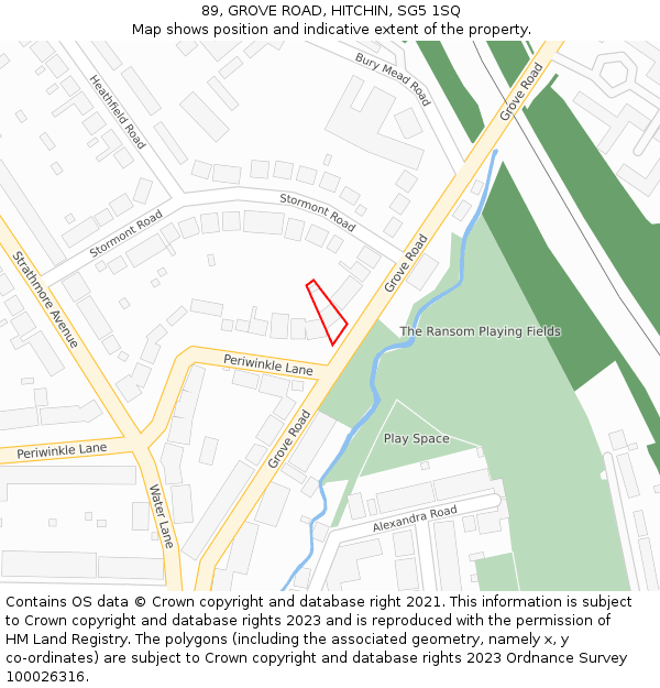 89, GROVE ROAD, HITCHIN, SG5 1SQ: Location map and indicative extent of plot