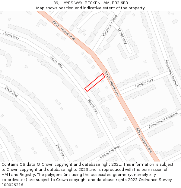 89, HAYES WAY, BECKENHAM, BR3 6RR: Location map and indicative extent of plot