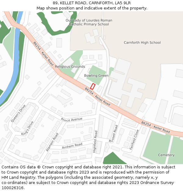 89, KELLET ROAD, CARNFORTH, LA5 9LR: Location map and indicative extent of plot