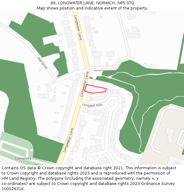 89, LONGWATER LANE, NORWICH, NR5 0TQ: Location map and indicative extent of plot