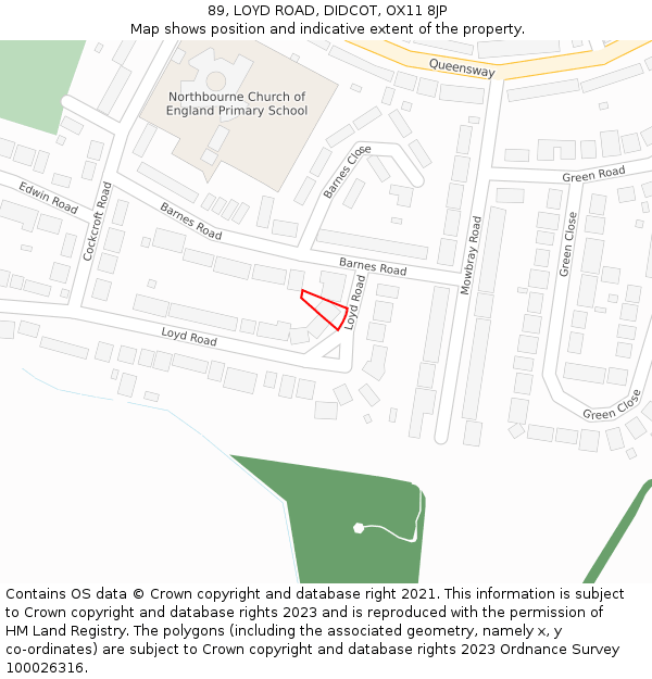 89, LOYD ROAD, DIDCOT, OX11 8JP: Location map and indicative extent of plot