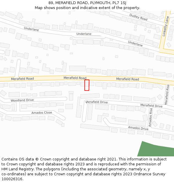 89, MERAFIELD ROAD, PLYMOUTH, PL7 1SJ: Location map and indicative extent of plot