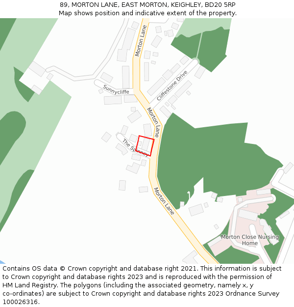 89, MORTON LANE, EAST MORTON, KEIGHLEY, BD20 5RP: Location map and indicative extent of plot