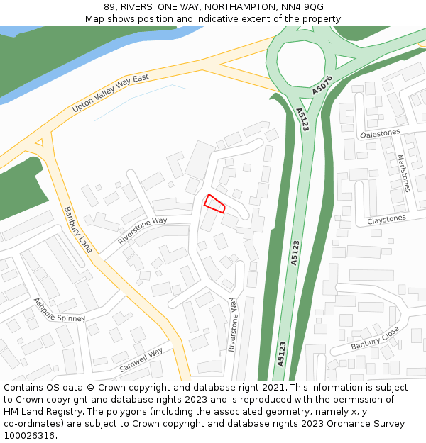 89, RIVERSTONE WAY, NORTHAMPTON, NN4 9QG: Location map and indicative extent of plot