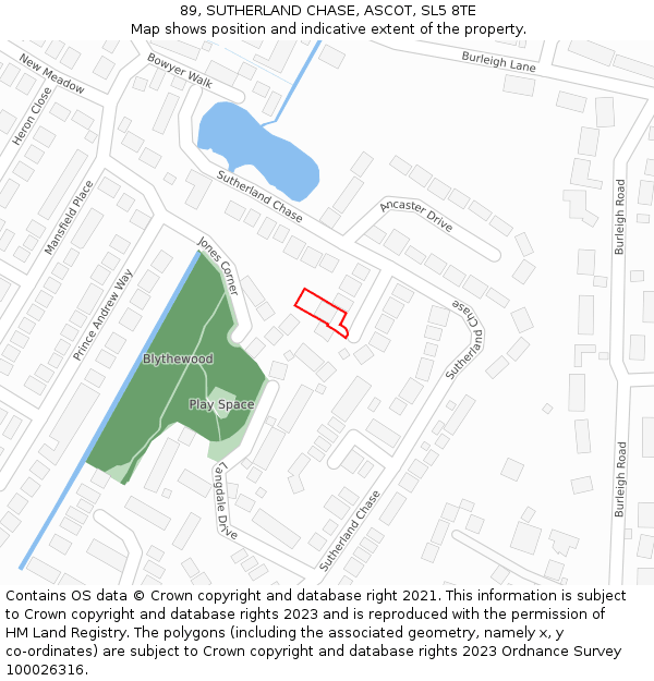 89, SUTHERLAND CHASE, ASCOT, SL5 8TE: Location map and indicative extent of plot