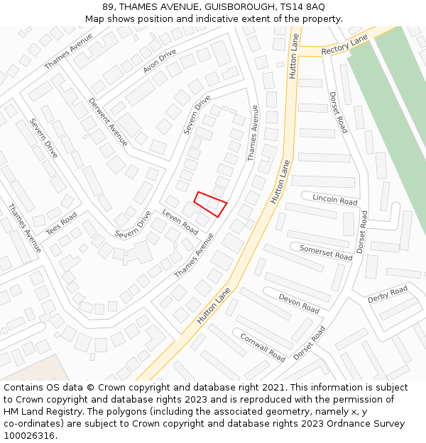 89, THAMES AVENUE, GUISBOROUGH, TS14 8AQ: Location map and indicative extent of plot