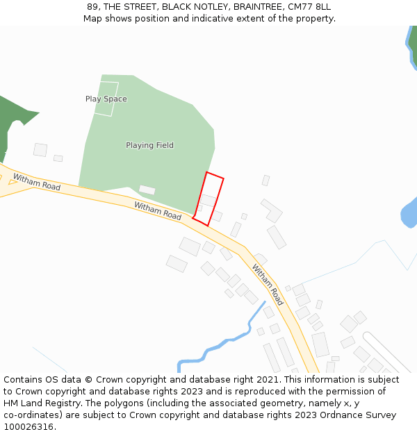 89, THE STREET, BLACK NOTLEY, BRAINTREE, CM77 8LL: Location map and indicative extent of plot