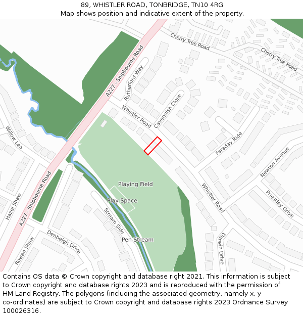 89, WHISTLER ROAD, TONBRIDGE, TN10 4RG: Location map and indicative extent of plot