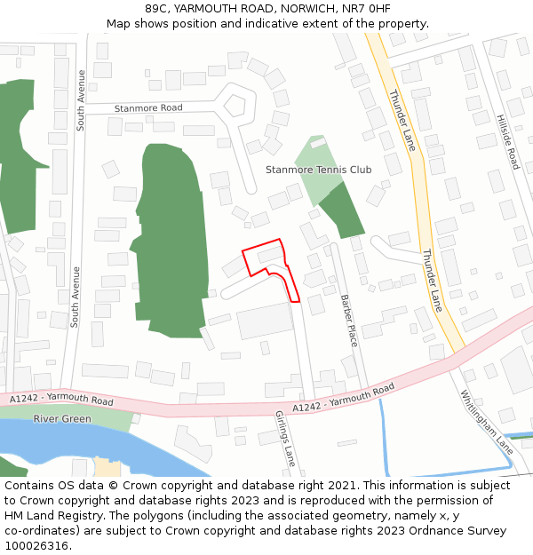 89C, YARMOUTH ROAD, NORWICH, NR7 0HF: Location map and indicative extent of plot