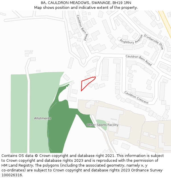 8A, CAULDRON MEADOWS, SWANAGE, BH19 1RN: Location map and indicative extent of plot