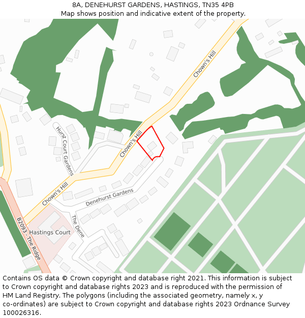 8A, DENEHURST GARDENS, HASTINGS, TN35 4PB: Location map and indicative extent of plot