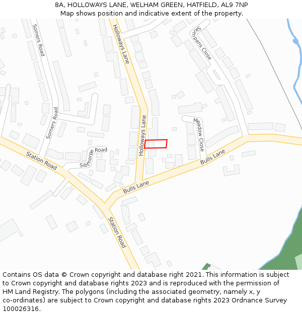 8A, HOLLOWAYS LANE, WELHAM GREEN, HATFIELD, AL9 7NP: Location map and indicative extent of plot