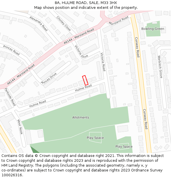 8A, HULME ROAD, SALE, M33 3HX: Location map and indicative extent of plot