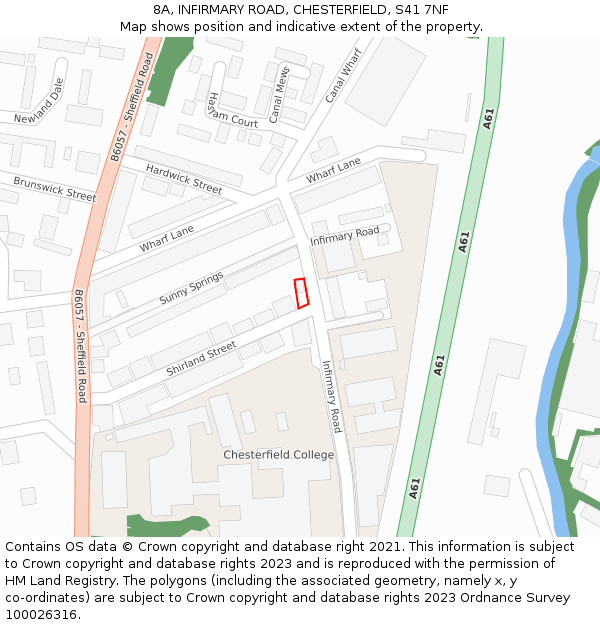 8A, INFIRMARY ROAD, CHESTERFIELD, S41 7NF: Location map and indicative extent of plot