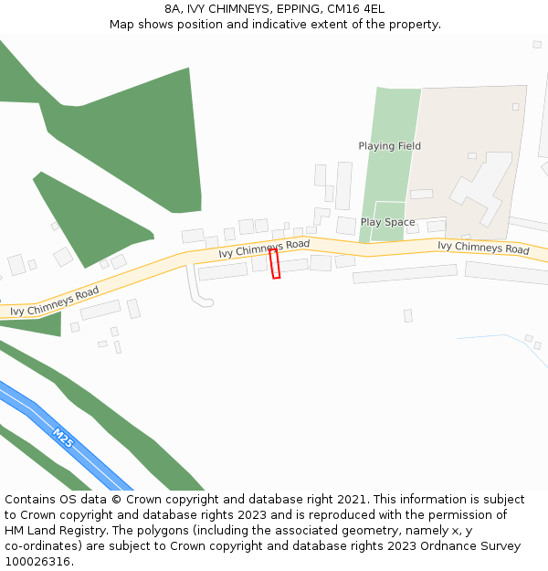 8A, IVY CHIMNEYS, EPPING, CM16 4EL: Location map and indicative extent of plot