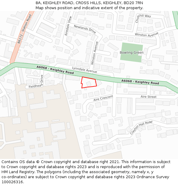 8A, KEIGHLEY ROAD, CROSS HILLS, KEIGHLEY, BD20 7RN: Location map and indicative extent of plot