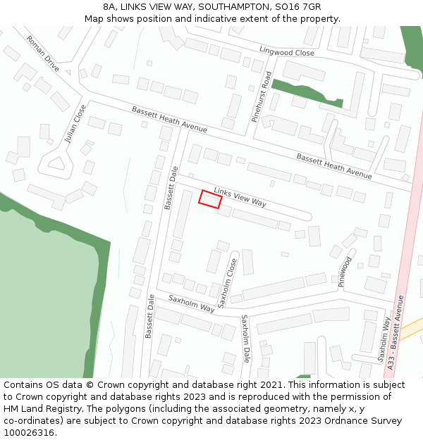 8A, LINKS VIEW WAY, SOUTHAMPTON, SO16 7GR: Location map and indicative extent of plot