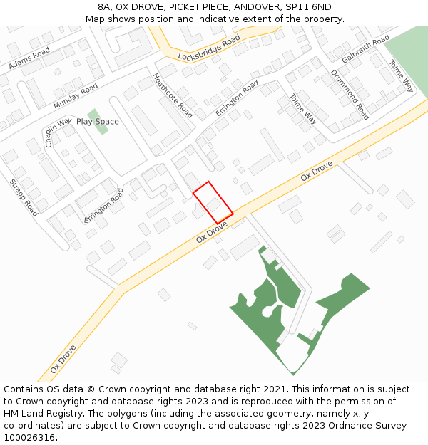 8A, OX DROVE, PICKET PIECE, ANDOVER, SP11 6ND: Location map and indicative extent of plot