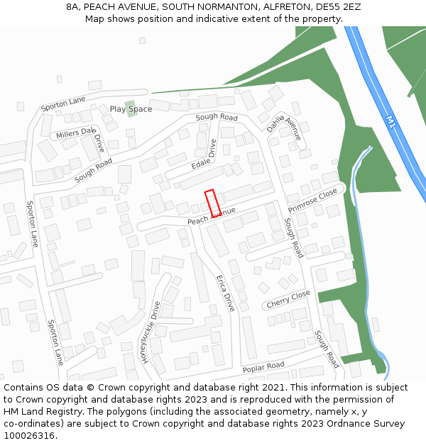 8A, PEACH AVENUE, SOUTH NORMANTON, ALFRETON, DE55 2EZ: Location map and indicative extent of plot