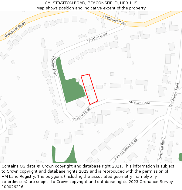 8A, STRATTON ROAD, BEACONSFIELD, HP9 1HS: Location map and indicative extent of plot