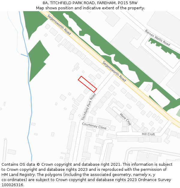 8A, TITCHFIELD PARK ROAD, FAREHAM, PO15 5RW: Location map and indicative extent of plot