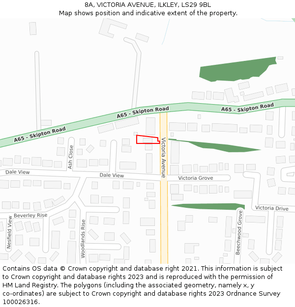 8A, VICTORIA AVENUE, ILKLEY, LS29 9BL: Location map and indicative extent of plot