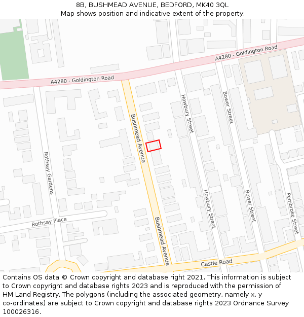 8B, BUSHMEAD AVENUE, BEDFORD, MK40 3QL: Location map and indicative extent of plot