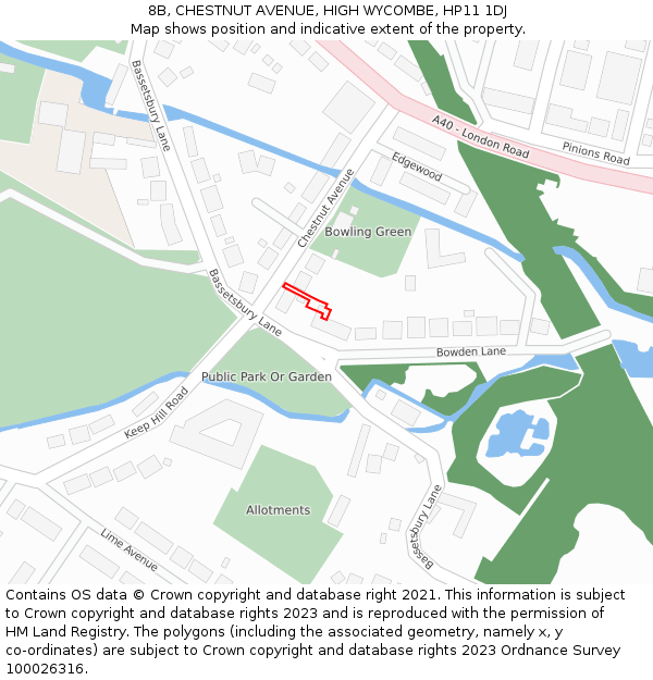 8B, CHESTNUT AVENUE, HIGH WYCOMBE, HP11 1DJ: Location map and indicative extent of plot