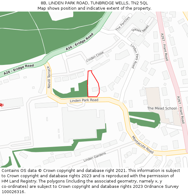 8B, LINDEN PARK ROAD, TUNBRIDGE WELLS, TN2 5QL: Location map and indicative extent of plot