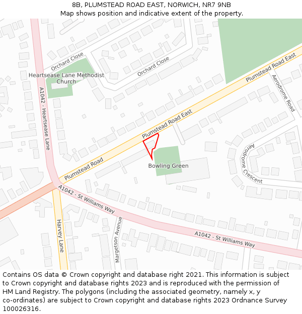 8B, PLUMSTEAD ROAD EAST, NORWICH, NR7 9NB: Location map and indicative extent of plot