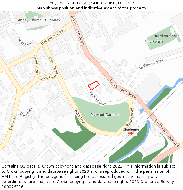 8C, PAGEANT DRIVE, SHERBORNE, DT9 3LP: Location map and indicative extent of plot