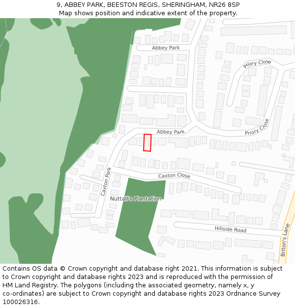 9, ABBEY PARK, BEESTON REGIS, SHERINGHAM, NR26 8SP: Location map and indicative extent of plot