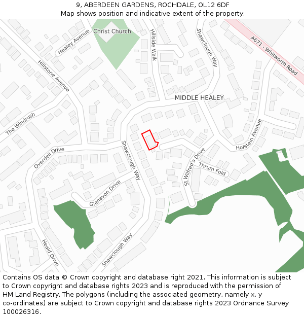 9, ABERDEEN GARDENS, ROCHDALE, OL12 6DF: Location map and indicative extent of plot