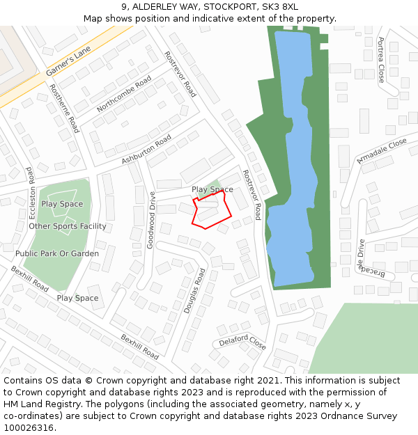9, ALDERLEY WAY, STOCKPORT, SK3 8XL: Location map and indicative extent of plot